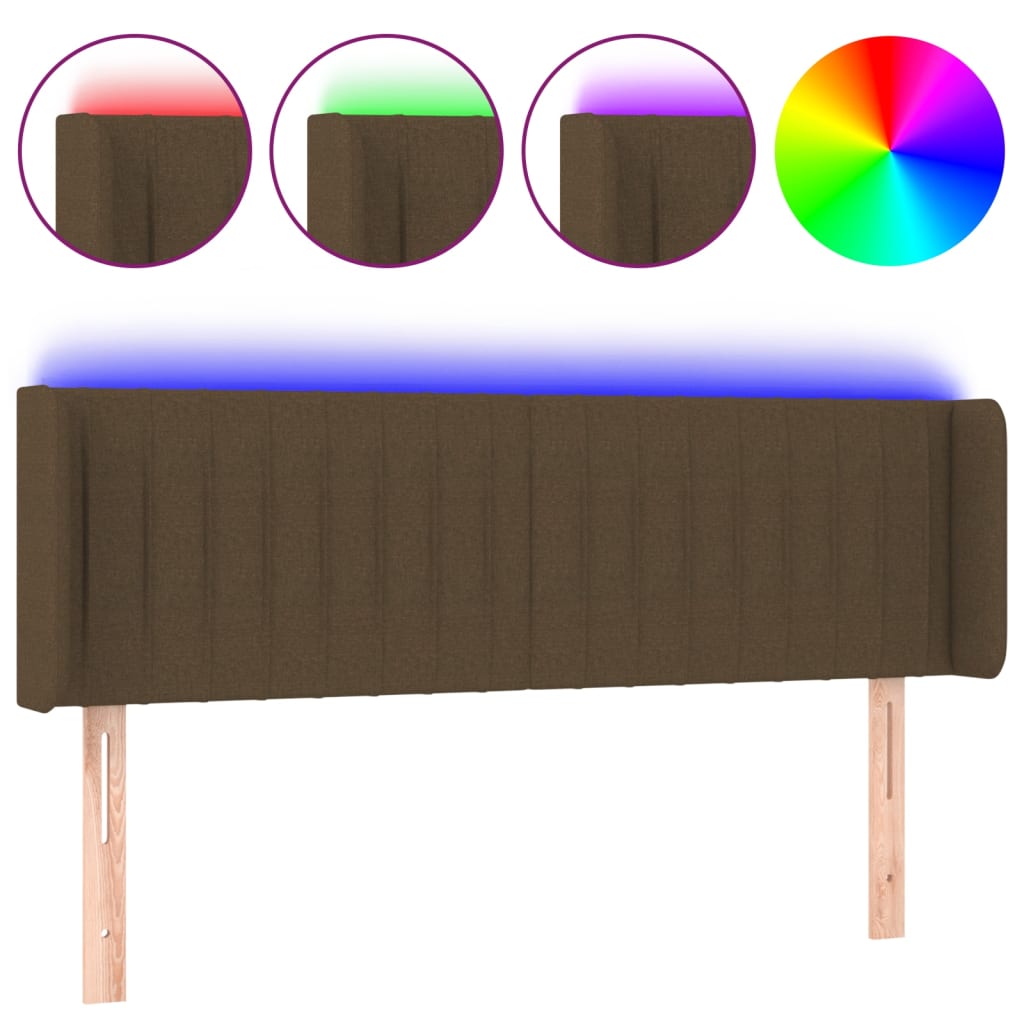 Hoofdbord Led Stof 147 x 16 x 78/88 cm Donkerbruin