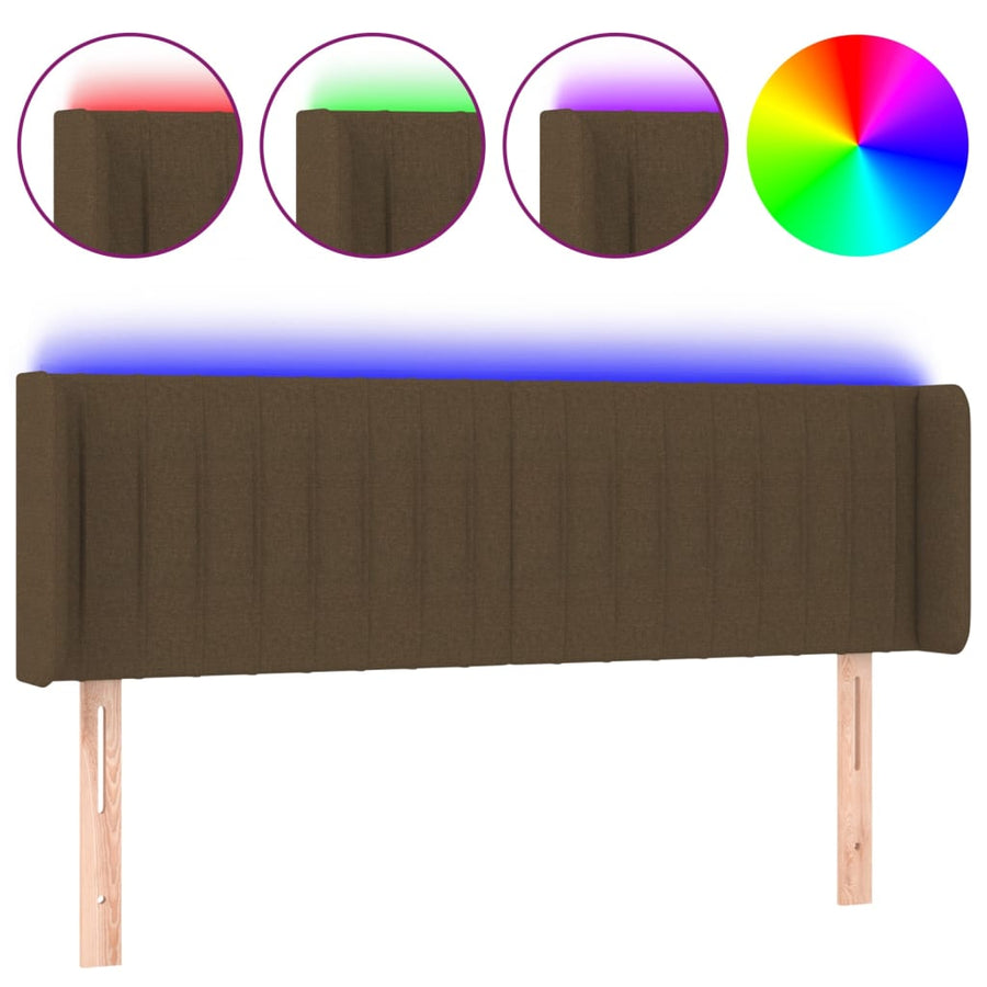 Hoofdbord Led Stof 147 x 16 x 78/88 cm Donkerbruin