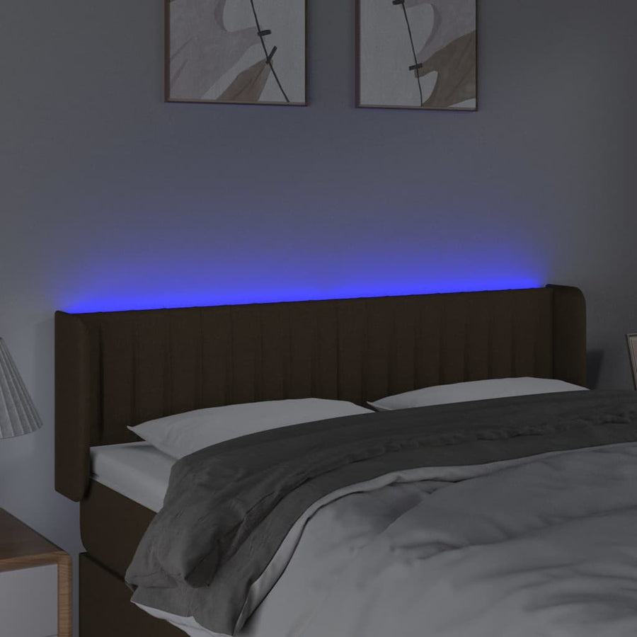 Hoofdbord Led Stof 147 x 16 x 78/88 cm Donkerbruin