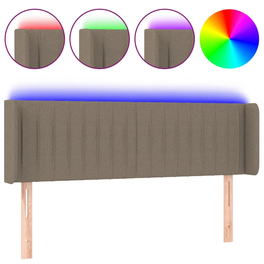 Hoofdbord Led Stof 147 x 16 x 78/88 cm Taupe