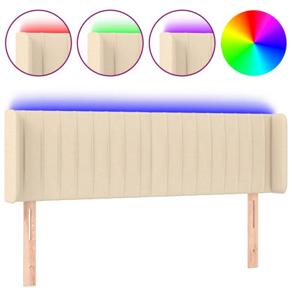 Hoofdbord Led Stof Kleurig 147 x 16 x 78/88 cm Crème