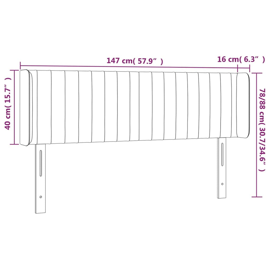 Hoofdbord Led Stof Kleurig 147 x 16 x 78/88 cm Crème