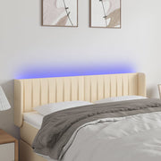 Hoofdbord LED 147x16x78/88 cm stof crèmekleurig