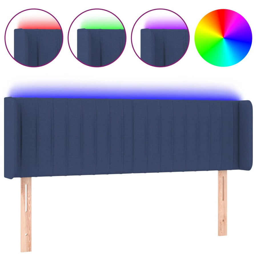 Hoofdbord Led Stof 147 x 16 x 78/88 cm Blauw