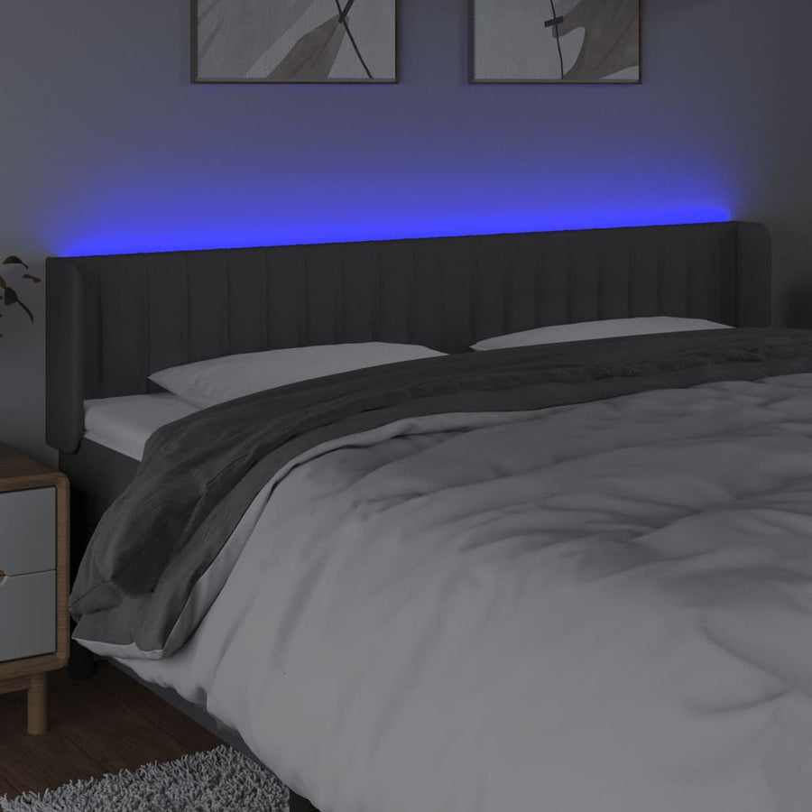 Hoofdbord Led Stof 163 x 16 x 78/88 cm Donkergrijs
