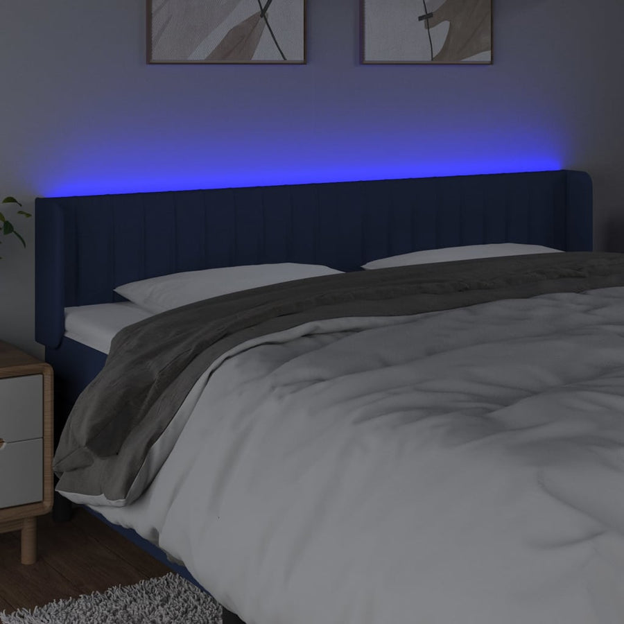 Hoofdbord Led Stof 163 x 16 x 78/88 cm Blauw