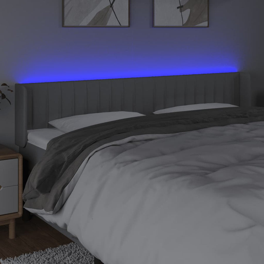 Hoofdbord Led Stof 183 x 16 x 78/88 cm Lichtgrijs