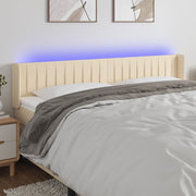 Hoofdbord LED 183x16x78/88 cm stof crèmekleurig