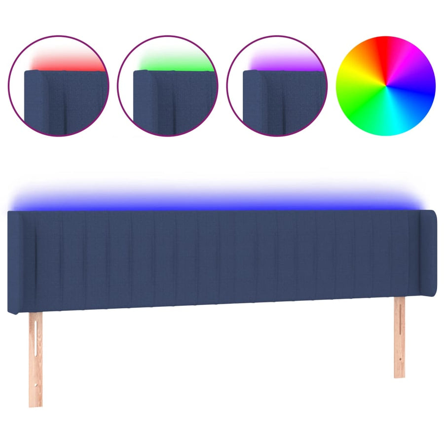 Hoofdbord Led Stof 183 x 16 x 78/88 cm Blauw