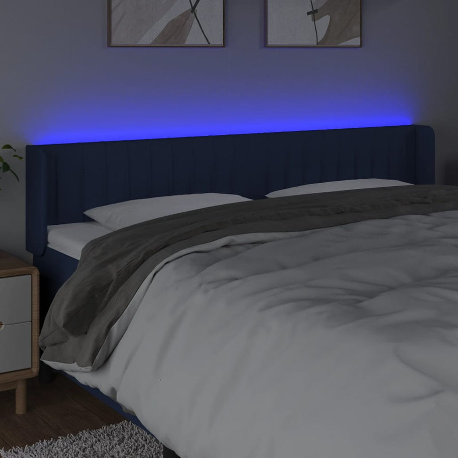 Hoofdbord Led Stof 183 x 16 x 78/88 cm Blauw