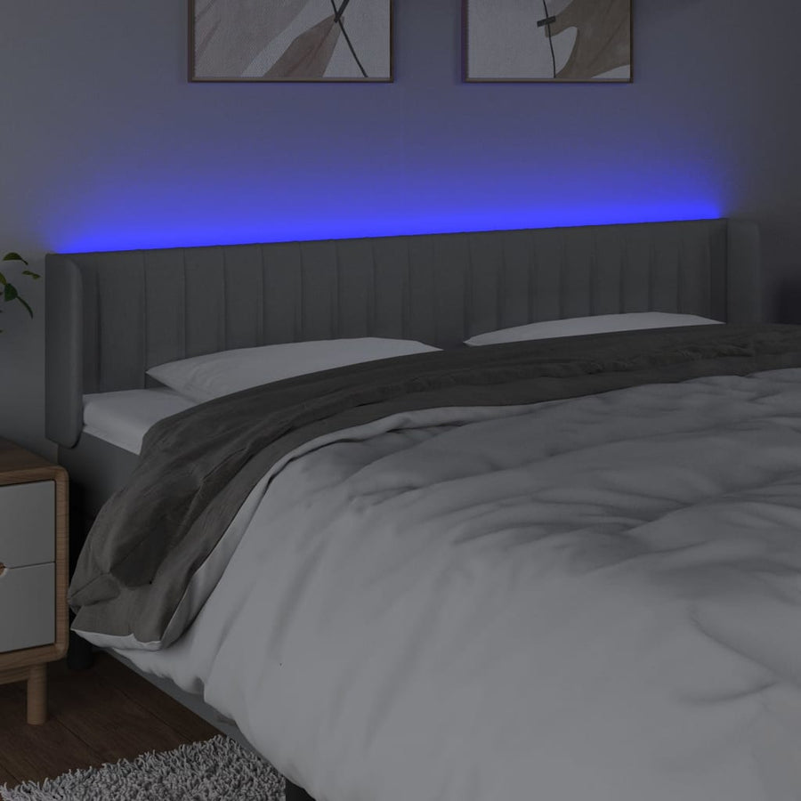 Hoofdbord Led Stof 203 x 16 x 78/88 cm Lichtgrijs