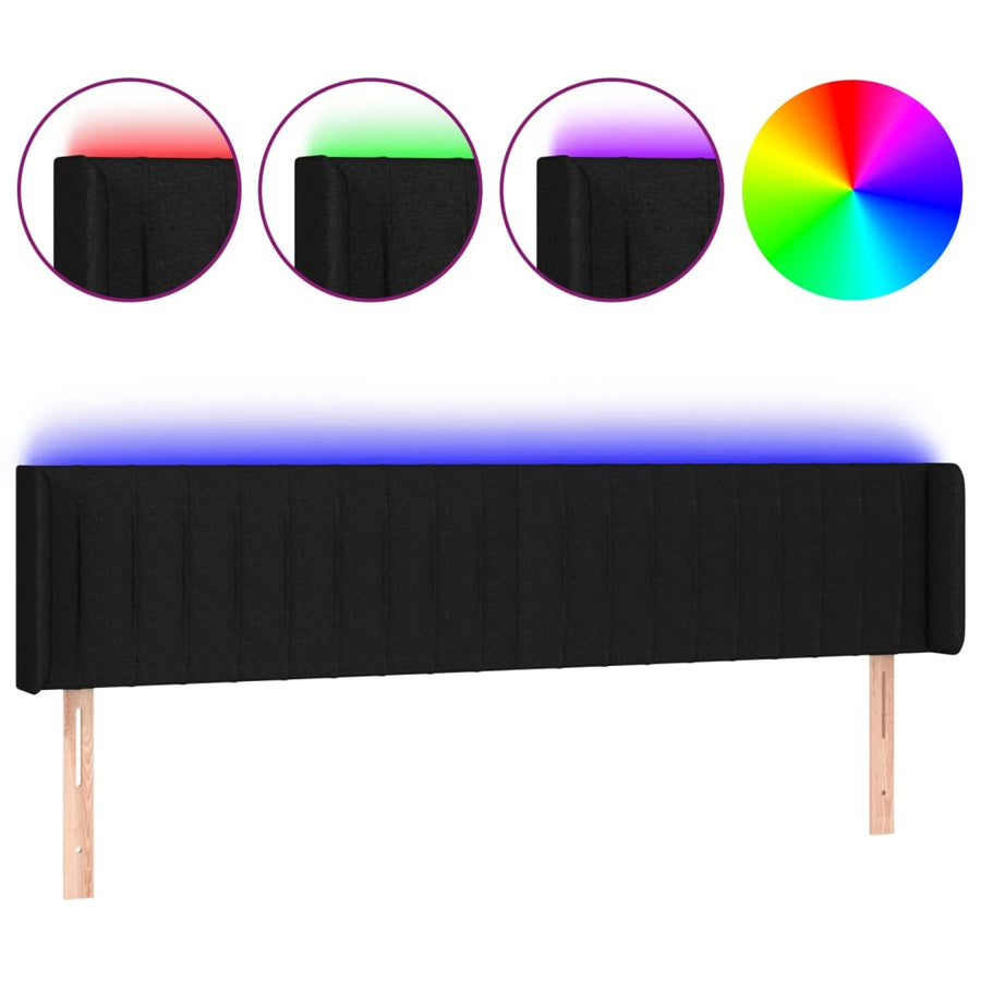 Hoofdbord Led Stof 203 x 16 x 78/88 cm Zwart