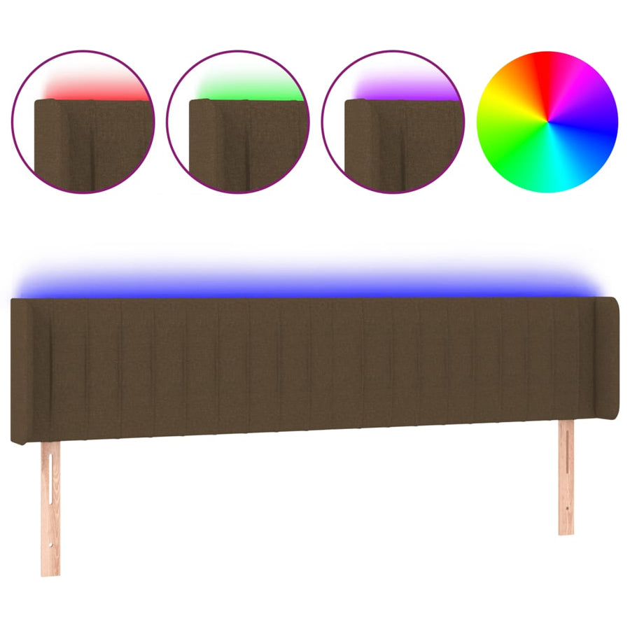 Hoofdbord Led Stof 203 x 16 x 78/88 cm Donkerbruin