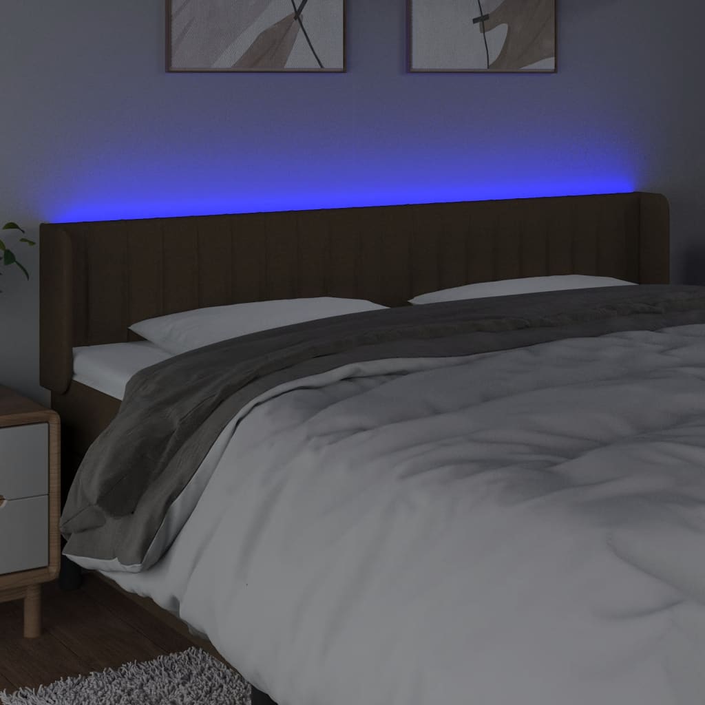Hoofdbord Led Stof 203 x 16 x 78/88 cm Donkerbruin