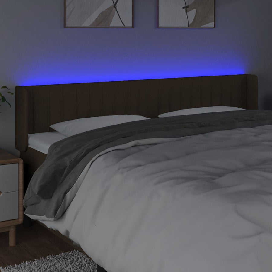 Hoofdbord Led Stof 203 x 16 x 78/88 cm Donkerbruin