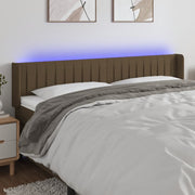 Hoofdbord LED 203x16x78/88 cm stof donkerbruin