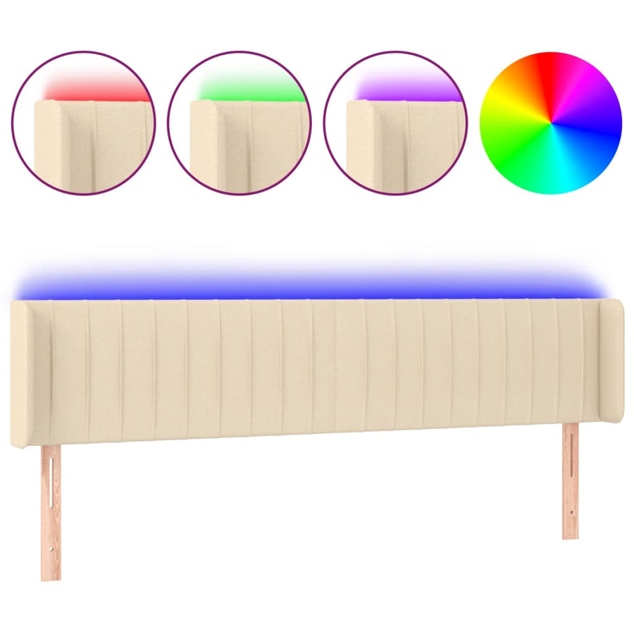 Hoofdbord Led Stof Kleurig Crème 203 x 16 x 78/88 cm
