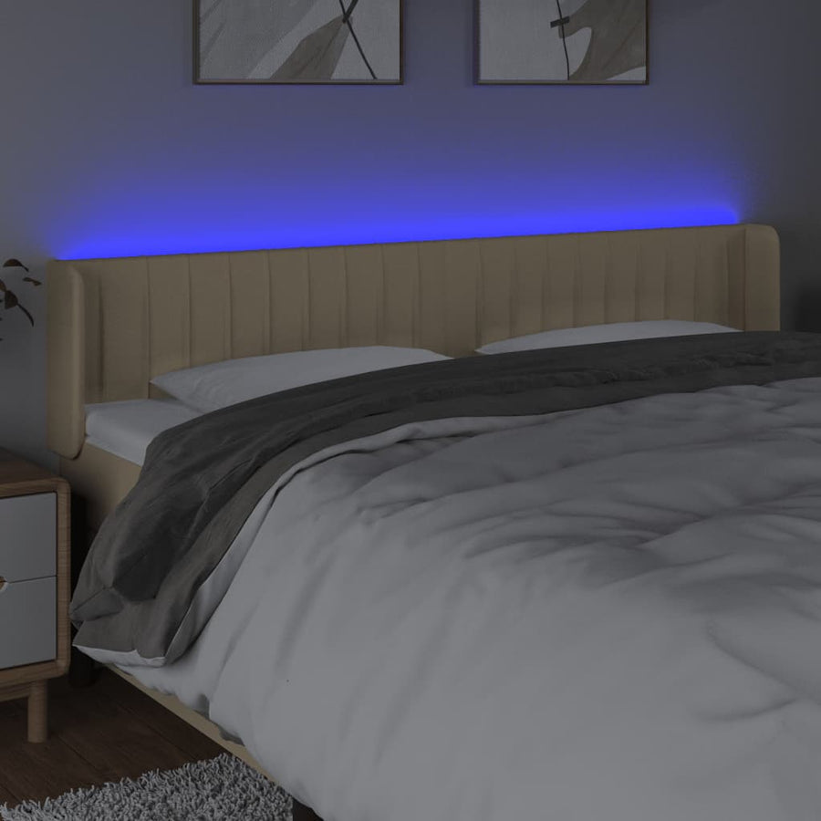 Hoofdbord Led Stof Kleurig Crème 203 x 16 x 78/88 cm