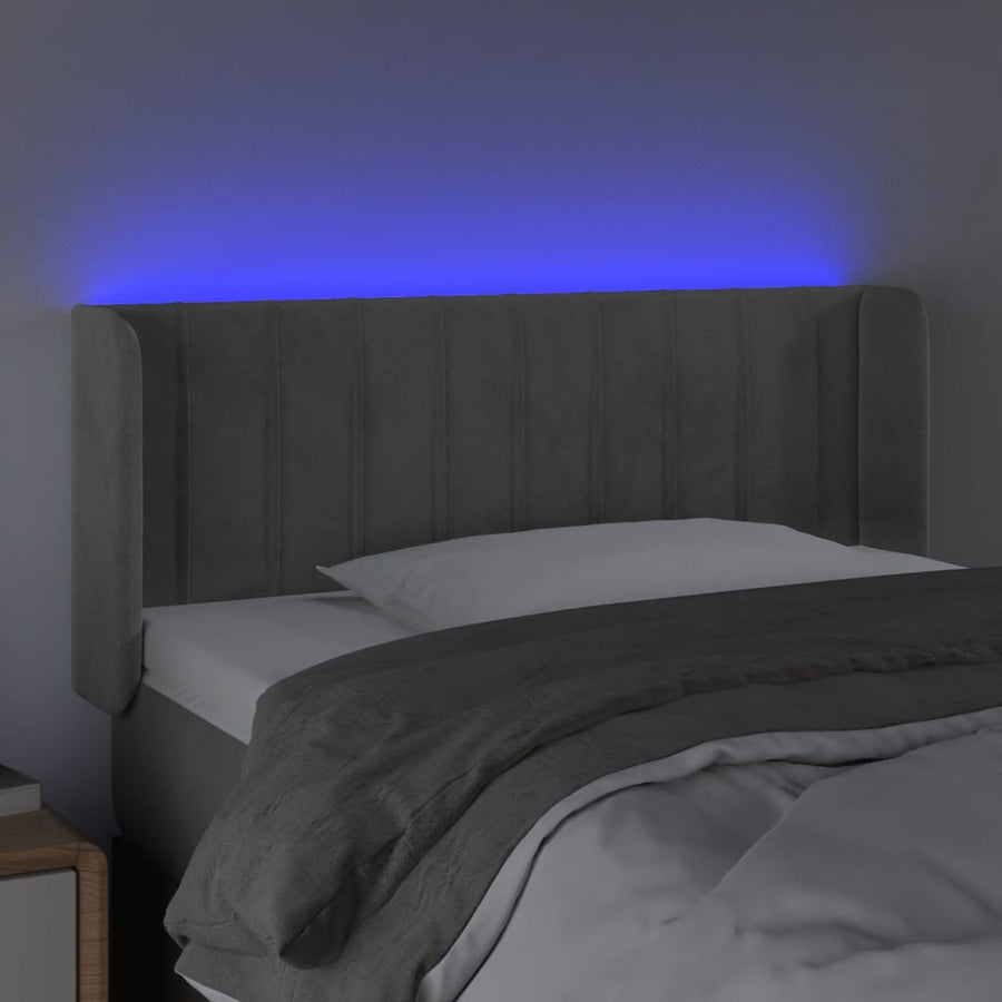 Hoofdbord Led Fluweel 83 x 16 x 78/88 cm Lichtgrijs