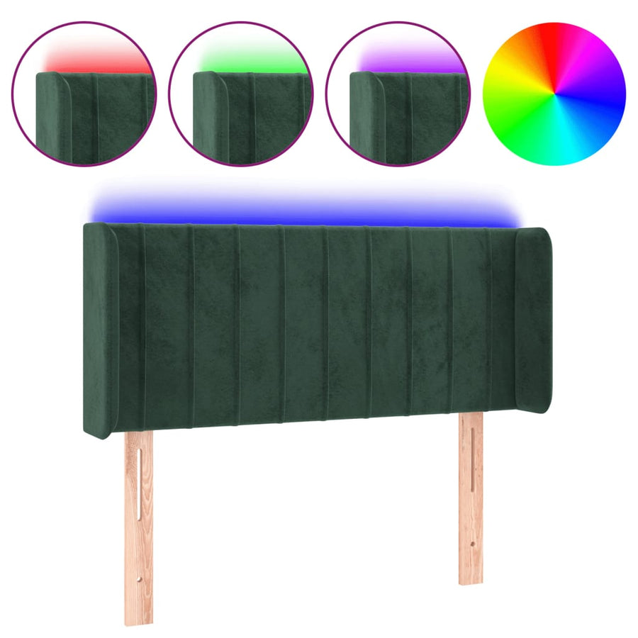 Hoofdbord Led Fluweel 83 x 16 x 78/88 cm Donkergroen