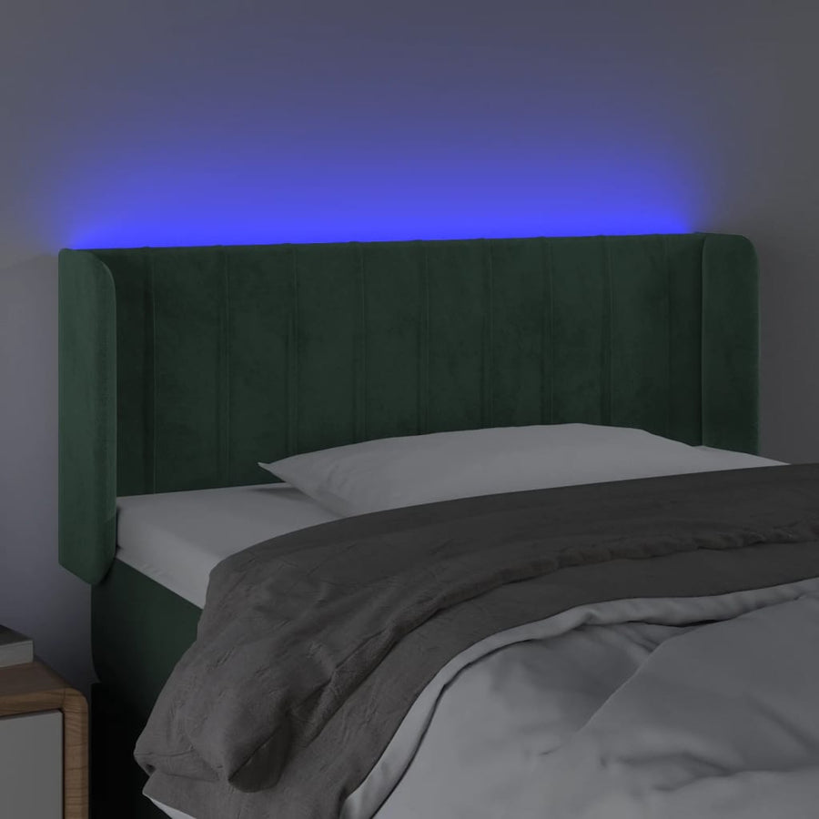 Hoofdbord Led Fluweel 83 x 16 x 78/88 cm Donkergroen