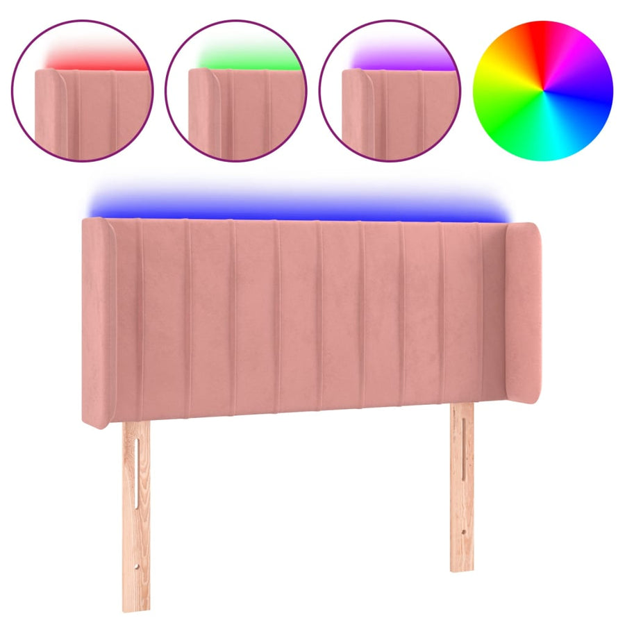 Hoofdbord Led Fluweel 83 x 16 x 78/88 cm Roze