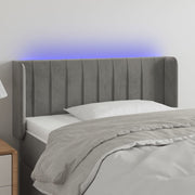 Hoofdbord 93x16x78/88 cm fluweel lichtgrijs LED