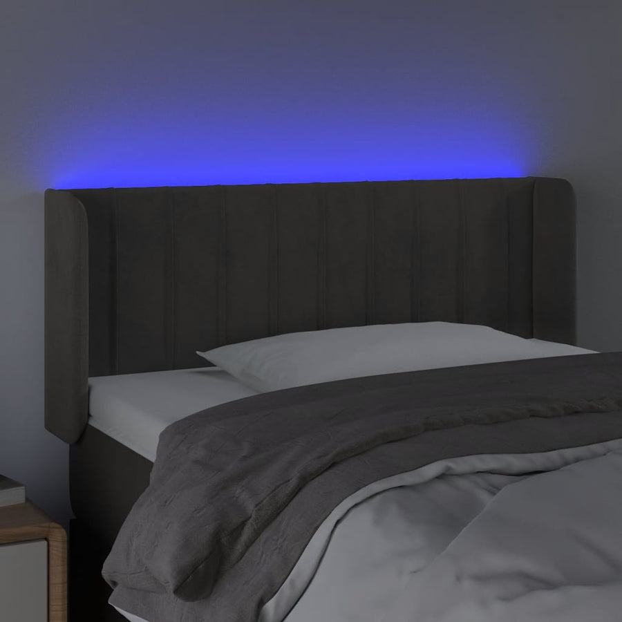 Hoofdbord Led Fluweel 93 x 16 x 78/88 cm Donkergrijs