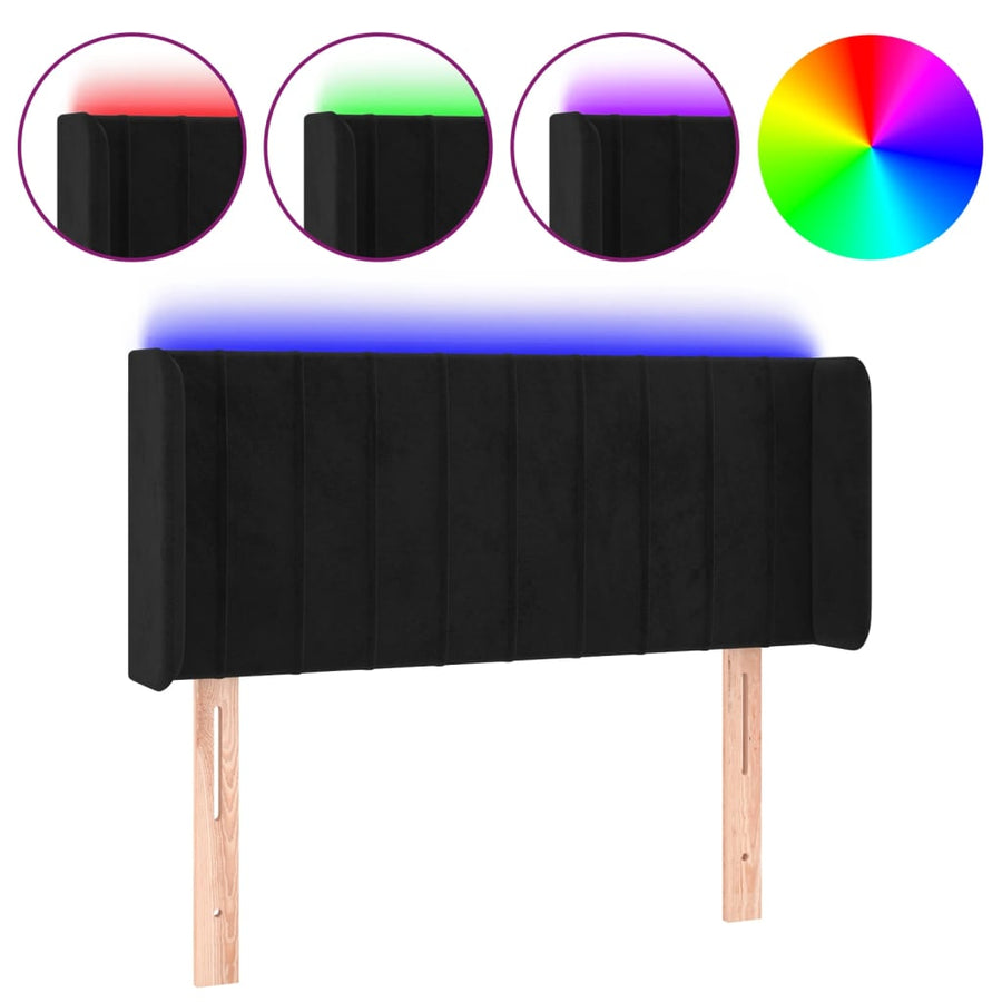 Hoofdbord Led Fluweel 93 x 16 x 78/88 cm Zwart