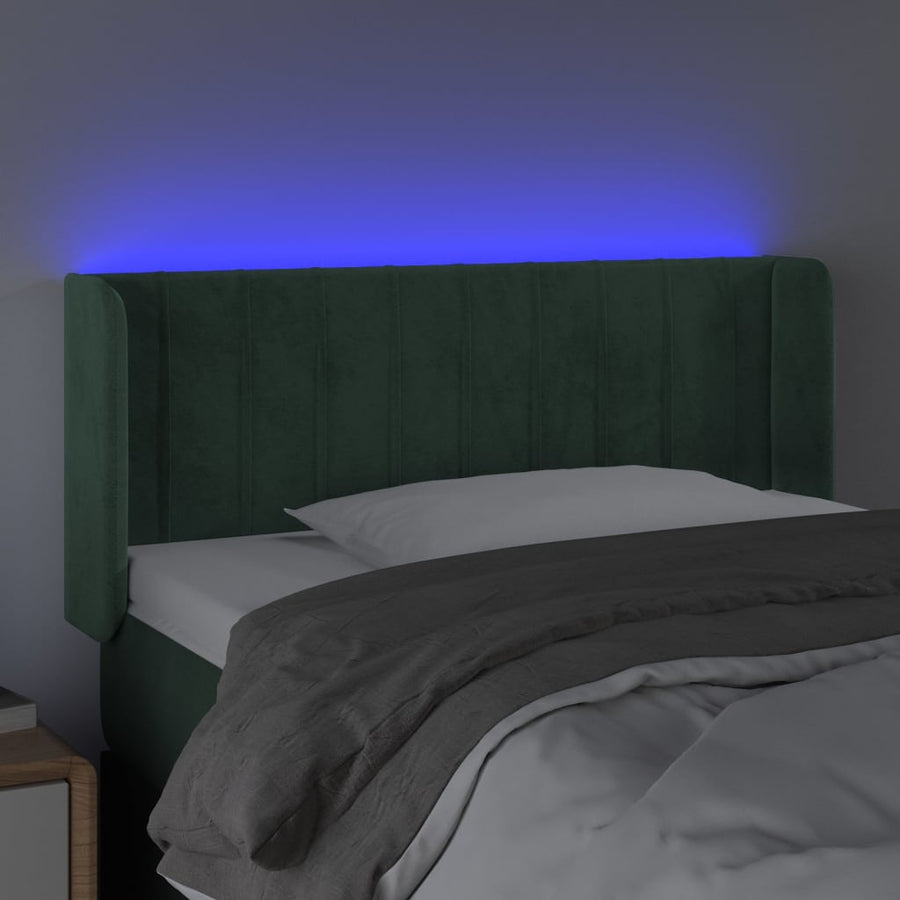 Hoofdbord Led Fluweel 1 93 x 16 x 78/88 cm Donkergroen