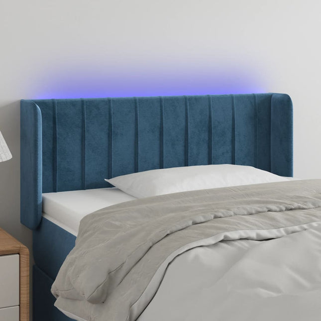 Hoofdbord Led Fluweel Blauw 93 x 16 x 78/88 cm Donkerblauw