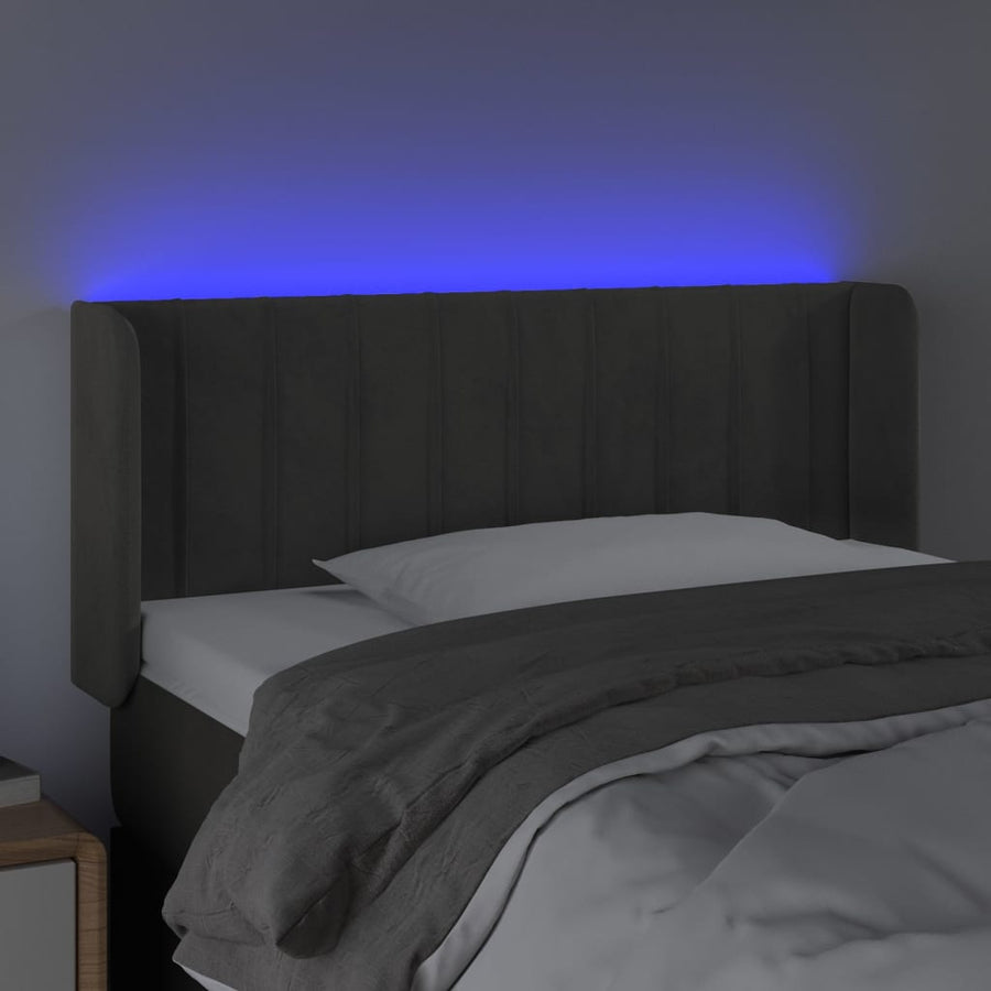 Hoofdbord Led Fluweel 103 x 16 x 78/88 cm Donkergrijs
