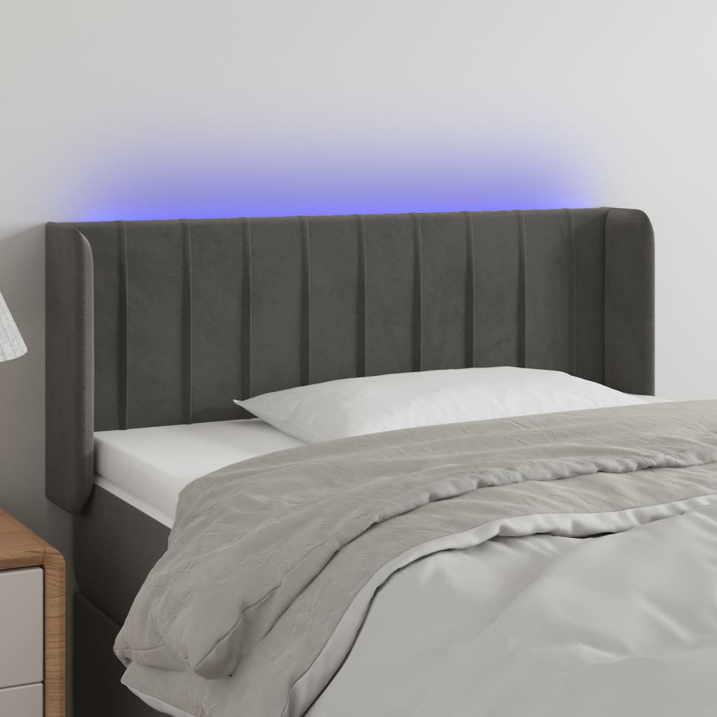 Hoofdbord Led Fluweel 103 x 16 x 78/88 cm Donkergrijs