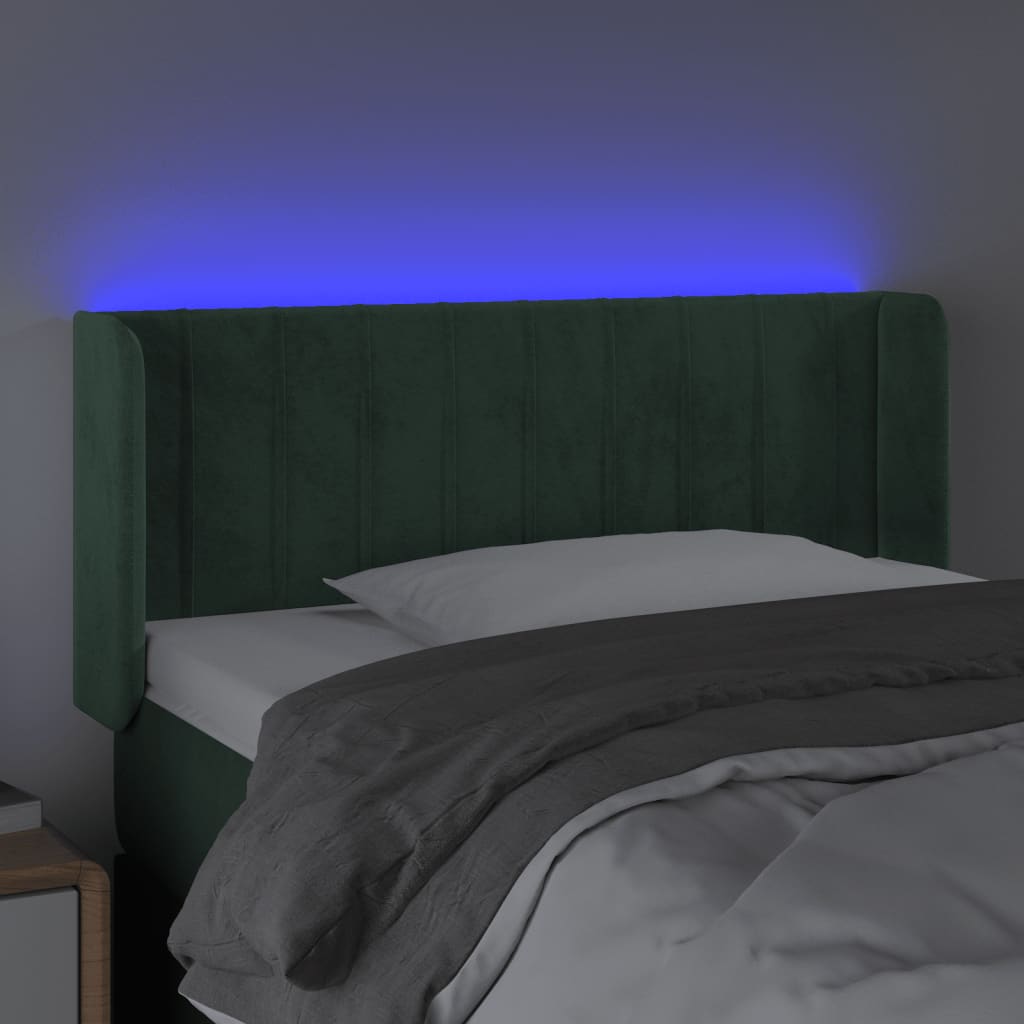 Hoofdbord Led Fluweel 103 x 16 x 78/88 cm Donkergroen