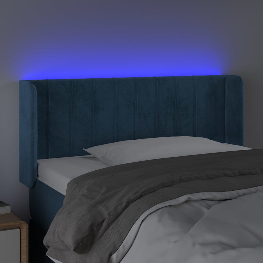 Hoofdbord Led Fluweel 103 x 16 x 78/88 cm Donkerblauw