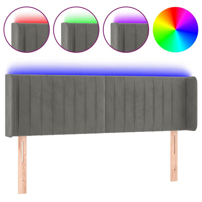 Hoofdbord Led Fluweel 147 x 16 x 78/88 cm Lichtgrijs