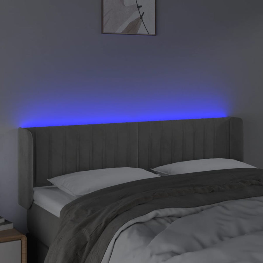 Hoofdbord Led Fluweel 147 x 16 x 78/88 cm Lichtgrijs