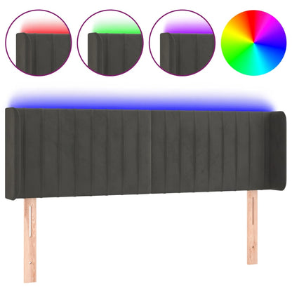 Hoofdbord Led Fluweel 147 x 16 x 78/88 cm Donkergrijs