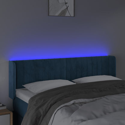Hoofdbord Led Fluweel 147 x 16 x 78/88 cm Donkerblauw