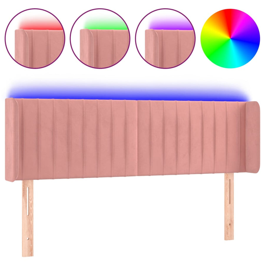 Hoofdbord Led Fluweel 147 x 16 x 78/88 cm Roze