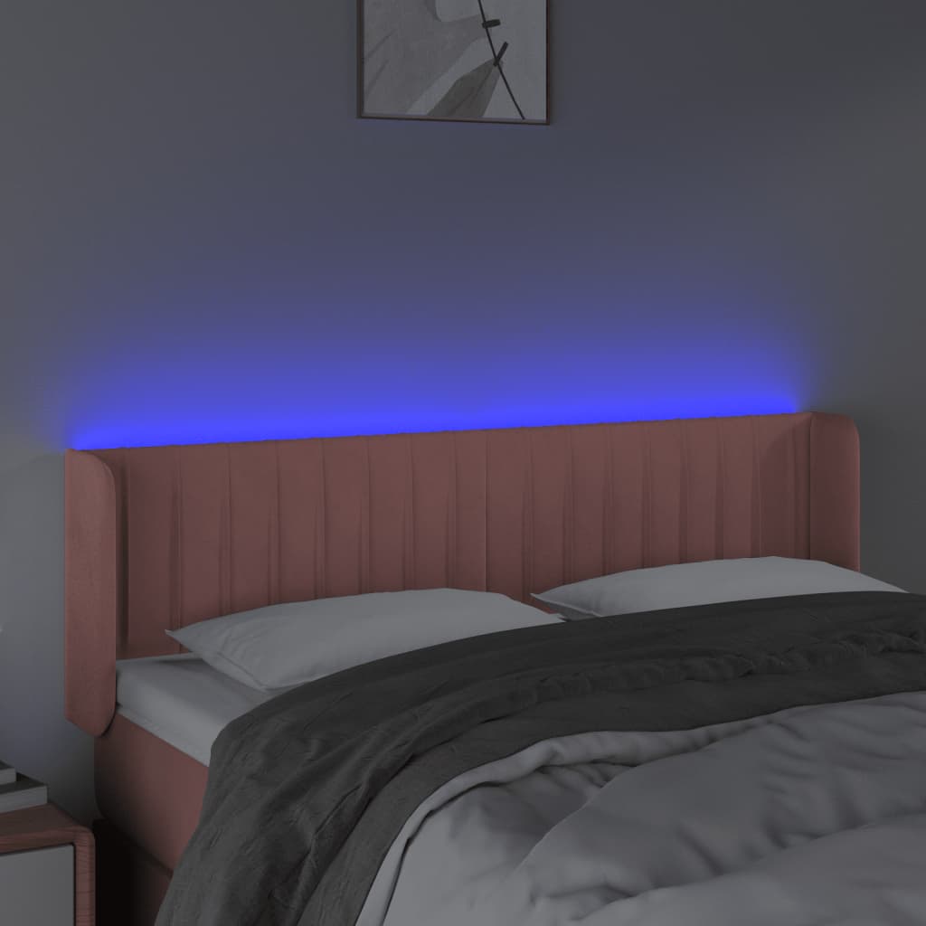 Hoofdbord Led Fluweel 147 x 16 x 78/88 cm Roze