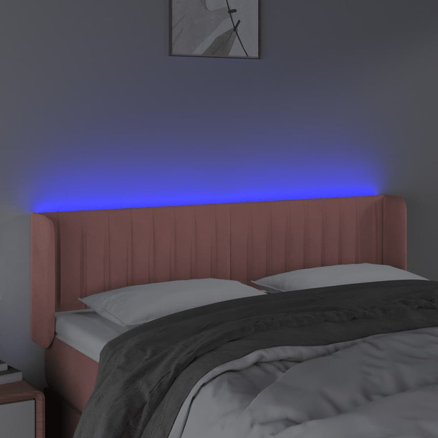 Hoofdbord Led Fluweel 147 x 16 x 78/88 cm Roze
