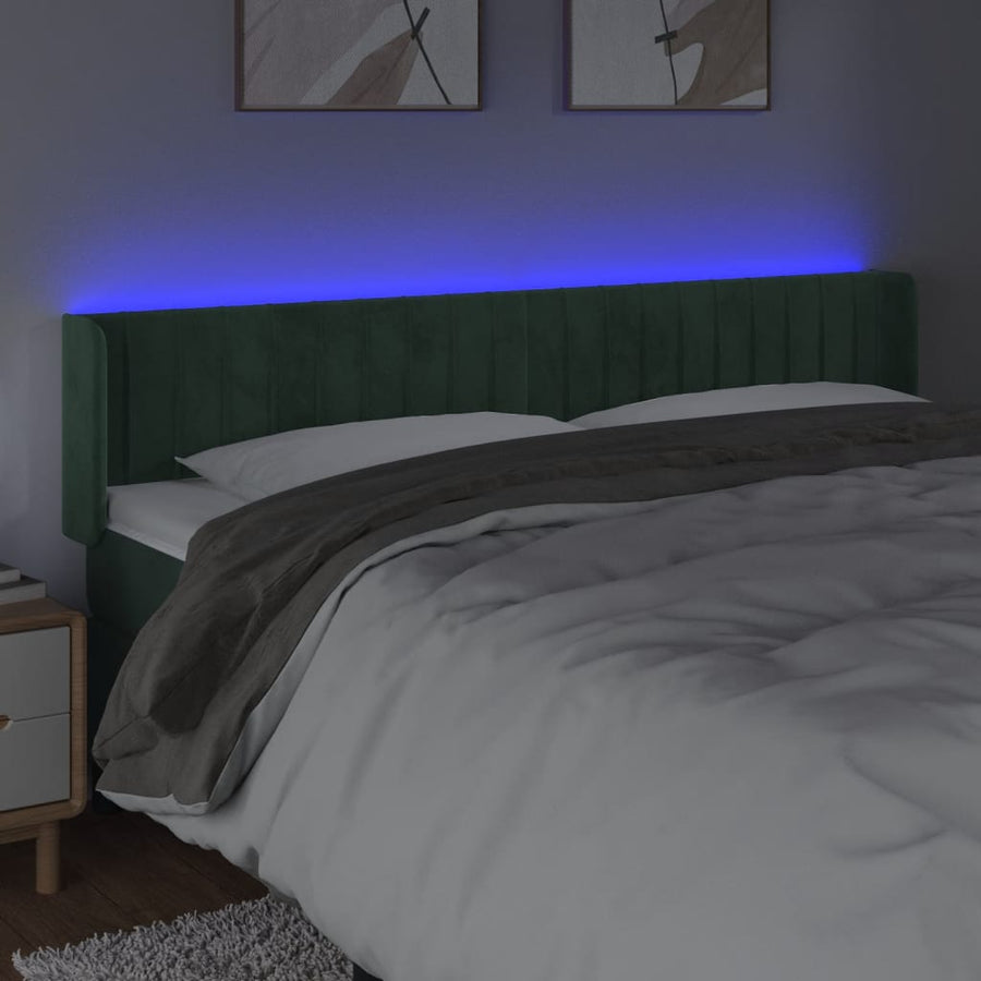 Hoofdbord Led Fluweel 1 183 x 16 x 78/88 cm Donkergroen