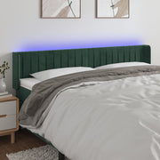 Headboard LED 183x16x78/88 cm velvet dark green