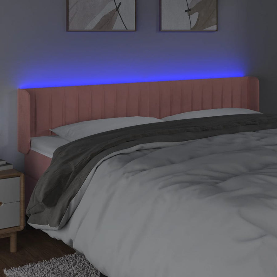 Hoofdbord Led Fluweel 183 x 16 x 78/88 cm Roze