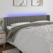 Headboard LED 203x16x78/88 cm velvet light grey