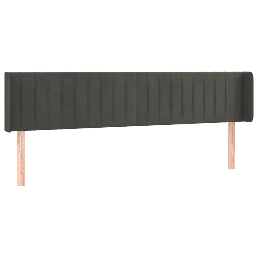 Hoofdbord Led Fluweel 203 x 16 x 78/88 cm Donkergrijs