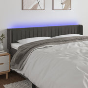 Headboard LED 203x16x78/88 cm velvet dark grey