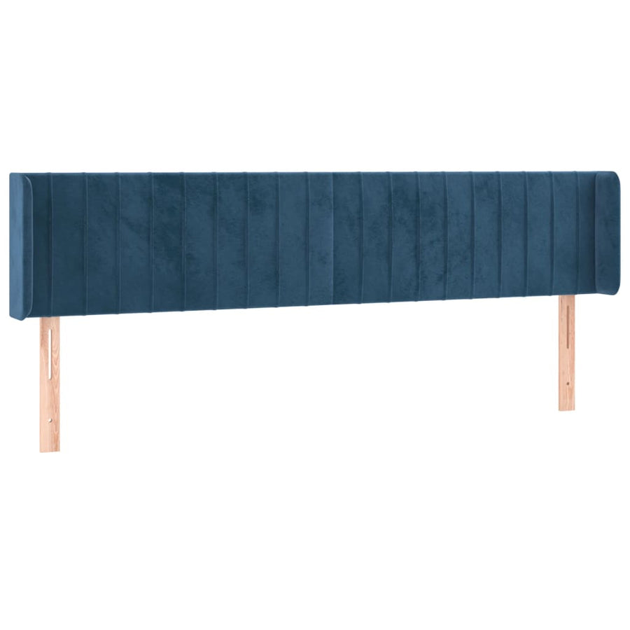 Hoofdbord Led Fluweel 203 x 16 x 78/88 cm Donkerblauw