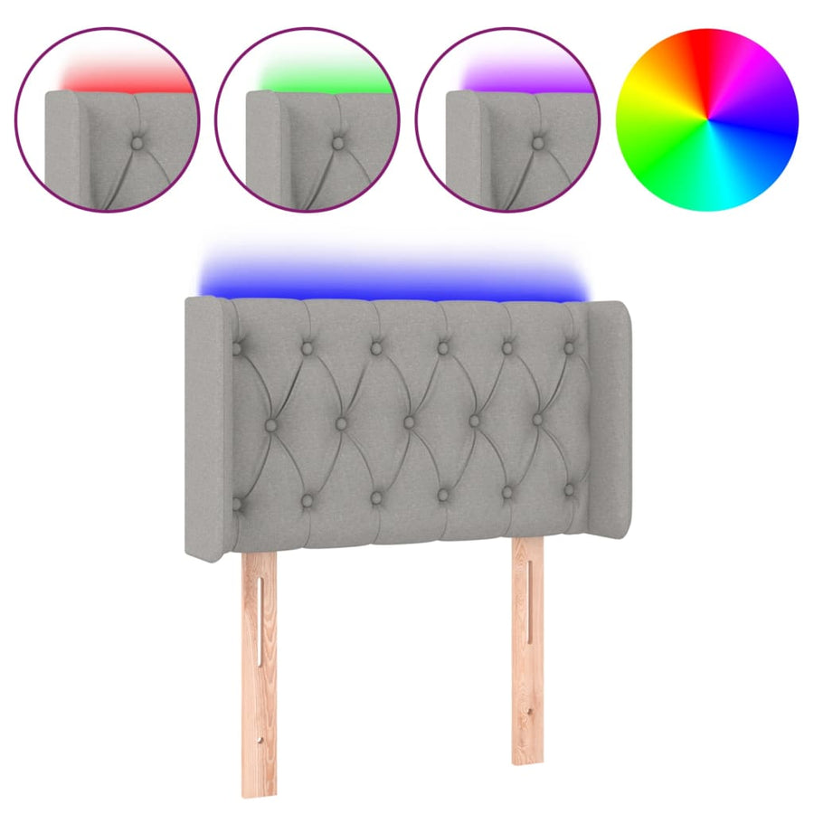 Hoofdbord Led Stof 83 x 16 x 78/88 cm Lichtgrijs